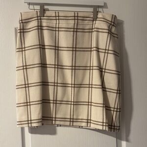 J. Crew Cream and Brown Plaid Mini Skirt